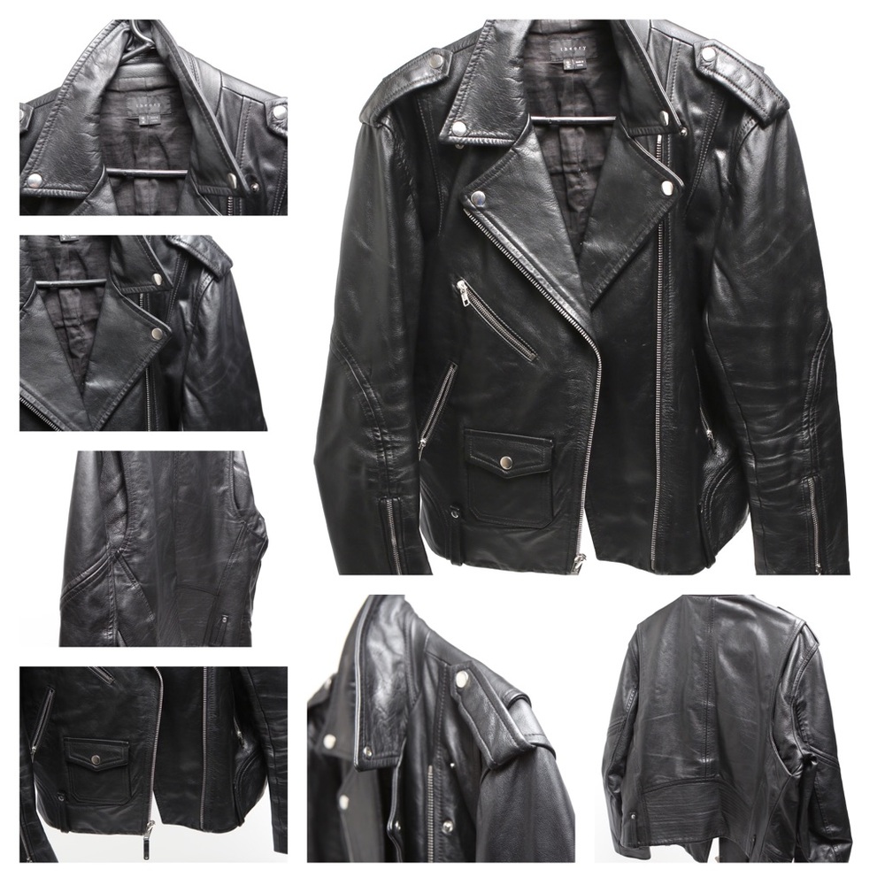 Theory Men’s Black Leather Medium Biker Jacket - Picture 7 of 7